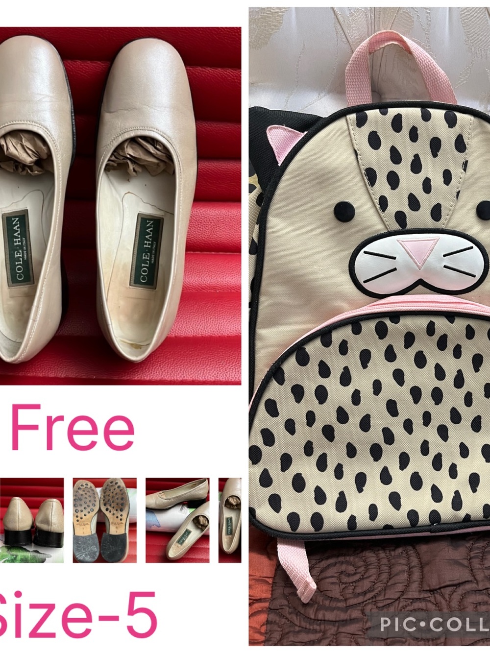 Cole Haan Kids Leopard Cat Backpack - Cream, Black & Pink. NWOT